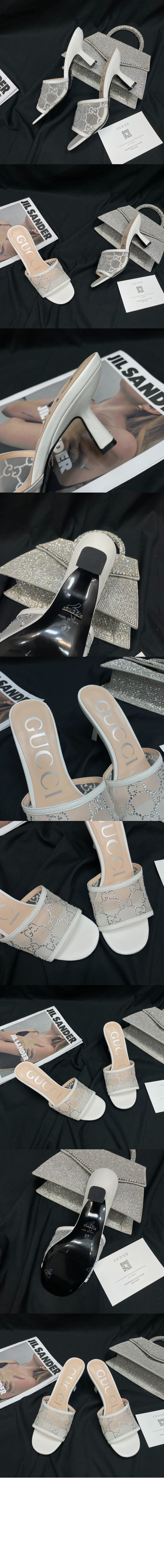 구찌 GG 미드힐 슬라이드 샌들 747245