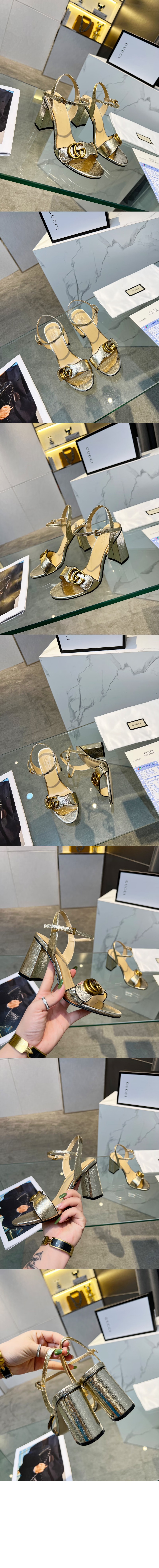 구찌 레더 미드힐 샌들 453379