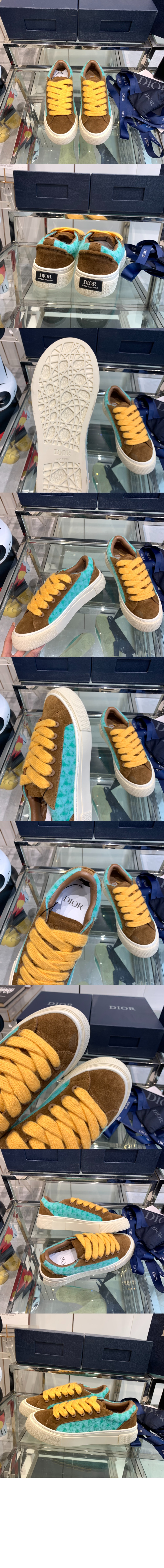 디올 B33 스니커즈 오블리크 터콰이즈 브라운 3SN30