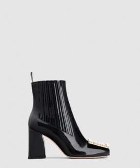 로저비비에 스트라스 버클 에나멜 앵클 부츠 5222