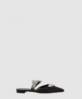 마놀로블라닉 새틴 주얼 버클 뮬