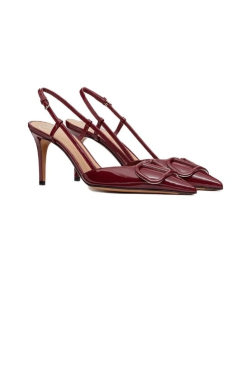 발렌티노 페이턴트 레더 힐 슬링백 펌프스 보르도 3W2S0R