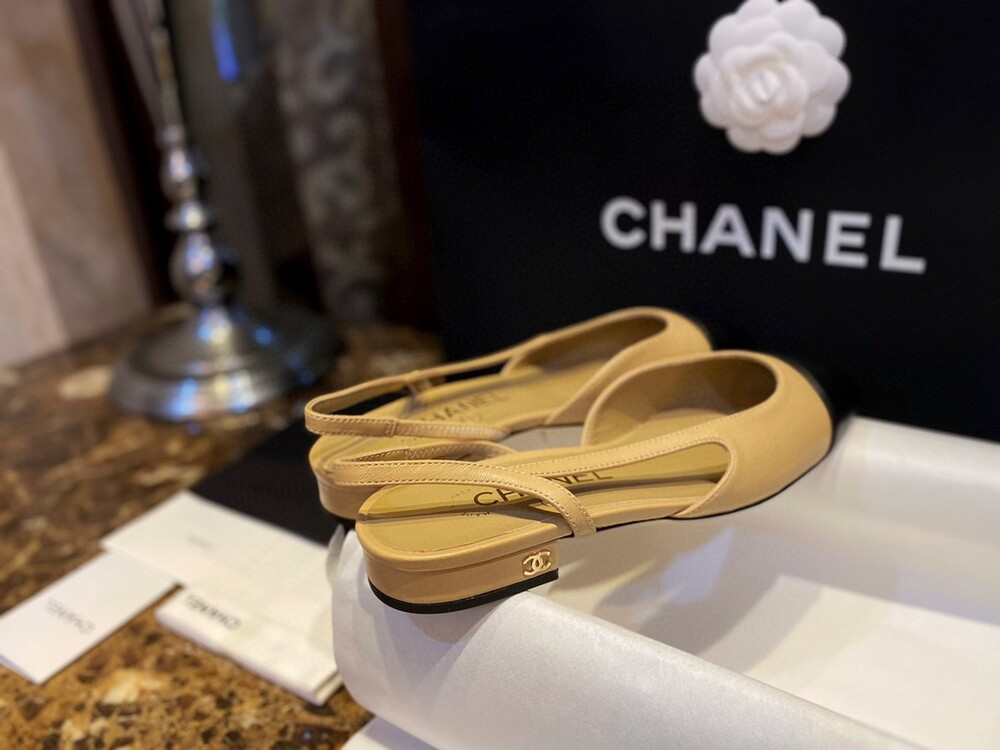 샤넬 투톤 플랫 슬링백