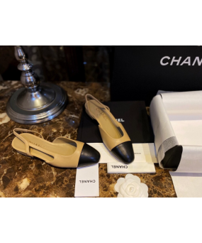 샤넬 투톤 플랫 슬링백