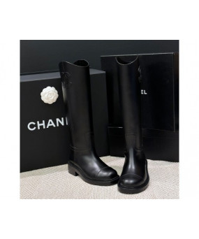 샤넬 가죽 빅 옆 CC로고 롱부츠 24SS 레더 부츠 블랙 G45433