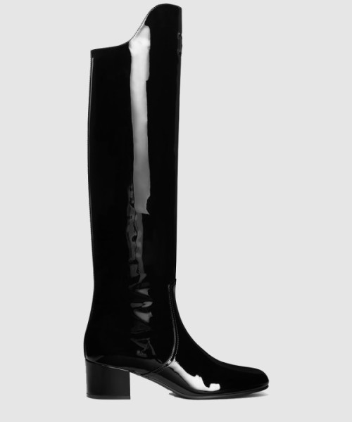 셀린느 래커 송아지 가죽 무릎 길이 부츠 360464