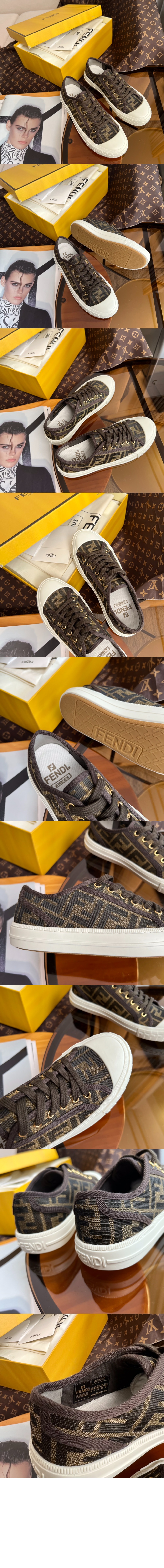 펜디 브라운 FF 패브릭 로우탑 8E8252