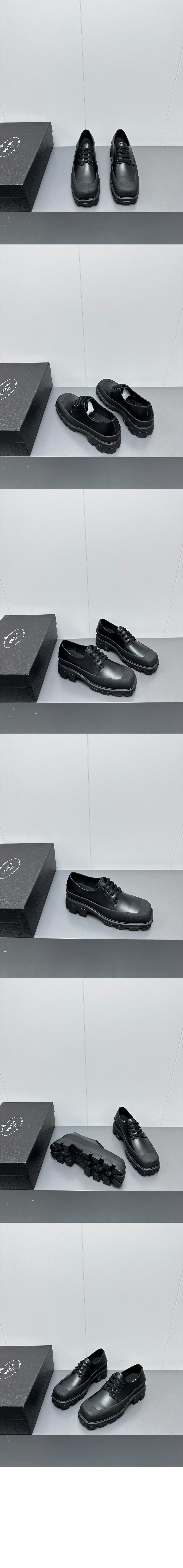 프라다 브러시드 가죽 더비 슈즈 2EG411