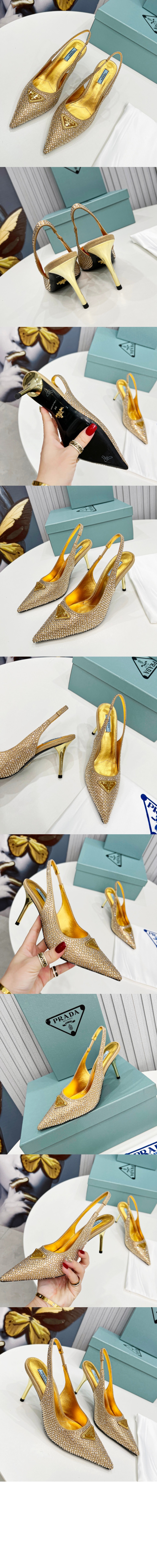 프라다 크리스털 슬링백 힐 1I021N