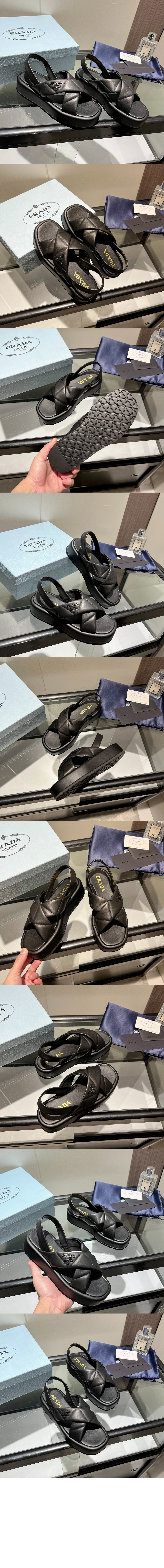 프라다 팅 나파 레더 플랫폼 샌들 1XZ749