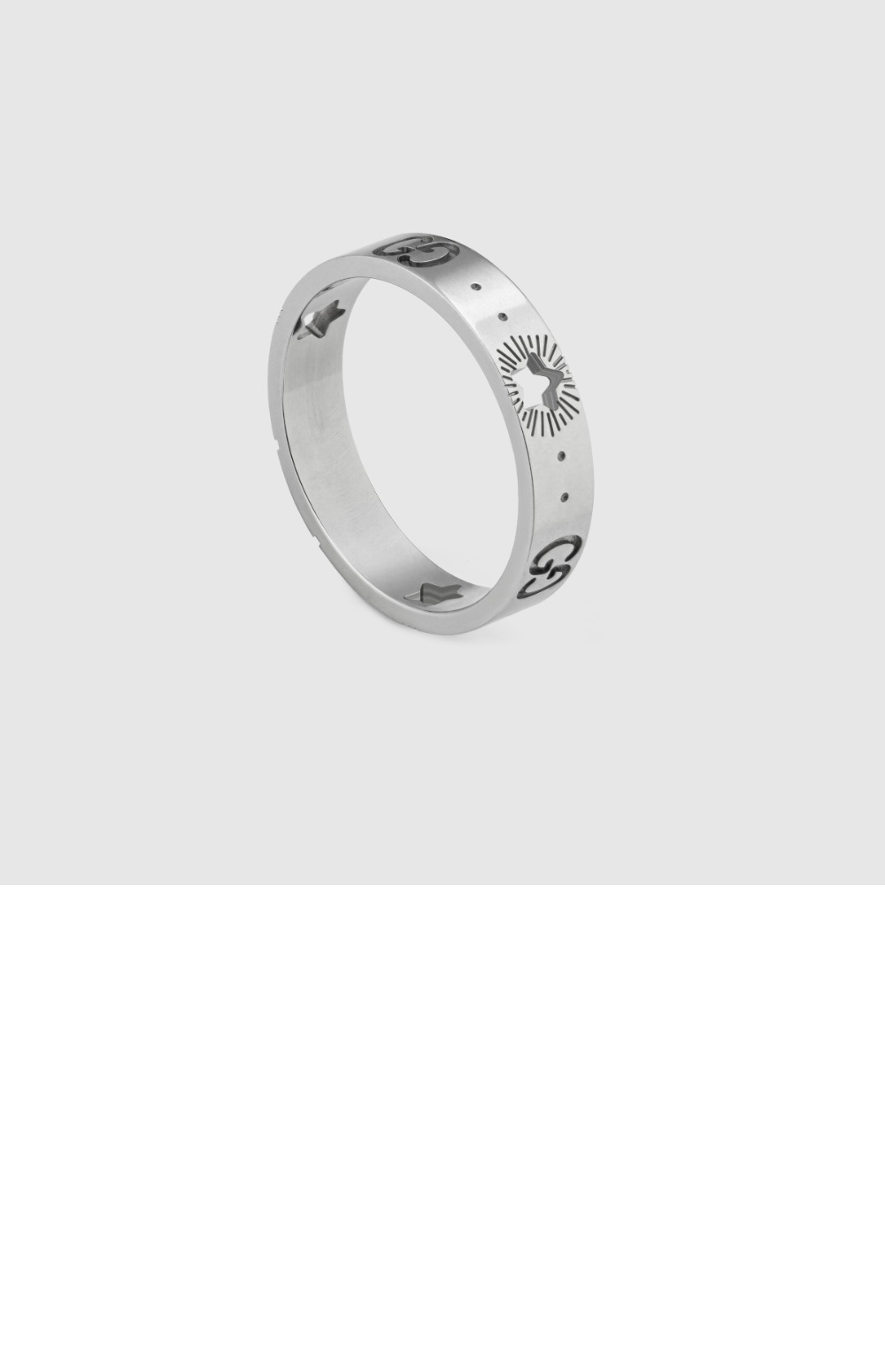구찌 별 장식의 아이콘 화이트 골드 반지 607339