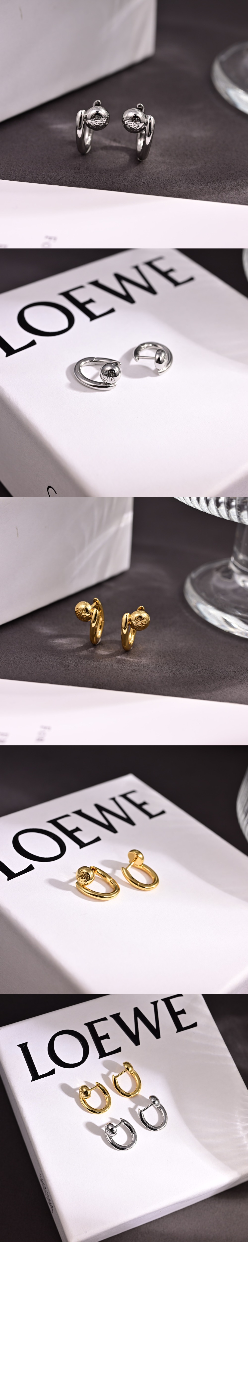 로에베 애너그램 페블 미니 후프 이어링