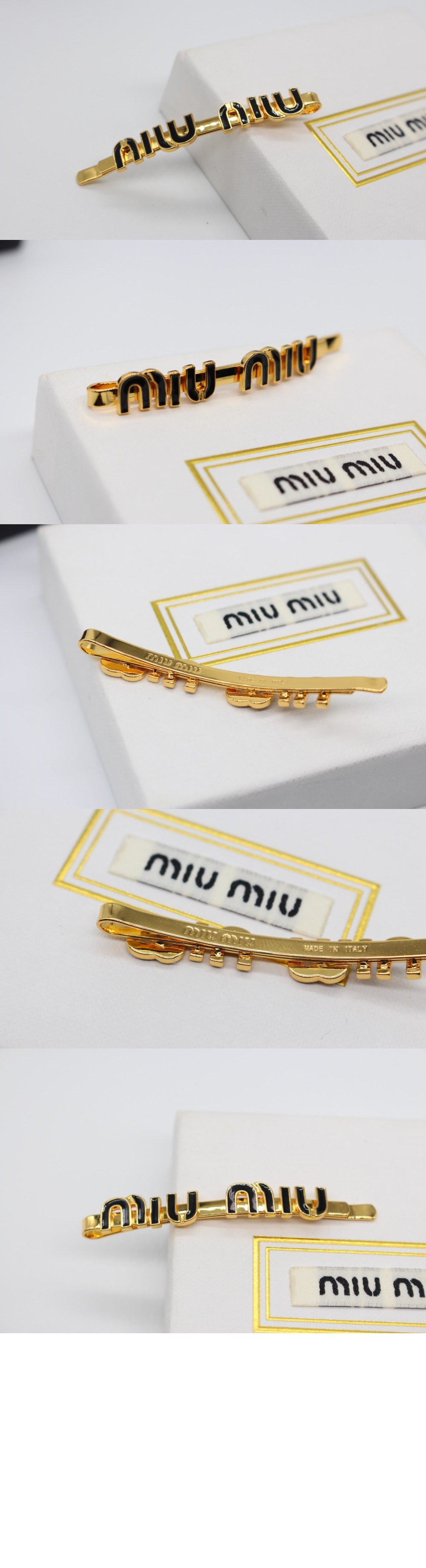 미우미우 에나멜 메탈 헤어 클립 5IF146