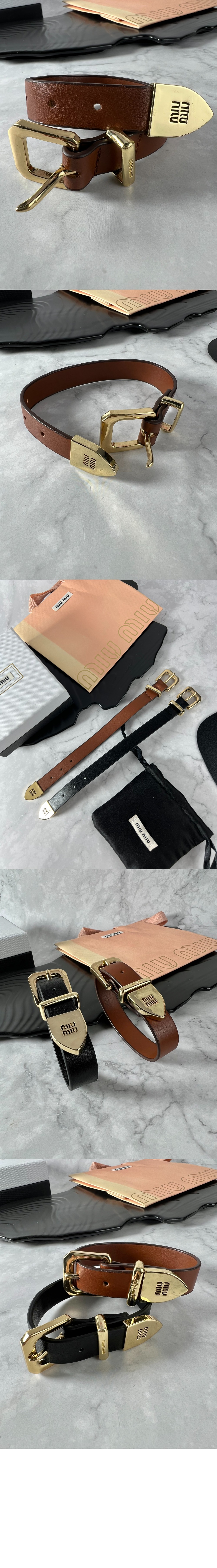 미우미우 버클 장식 가죽 팔찌 5IB654