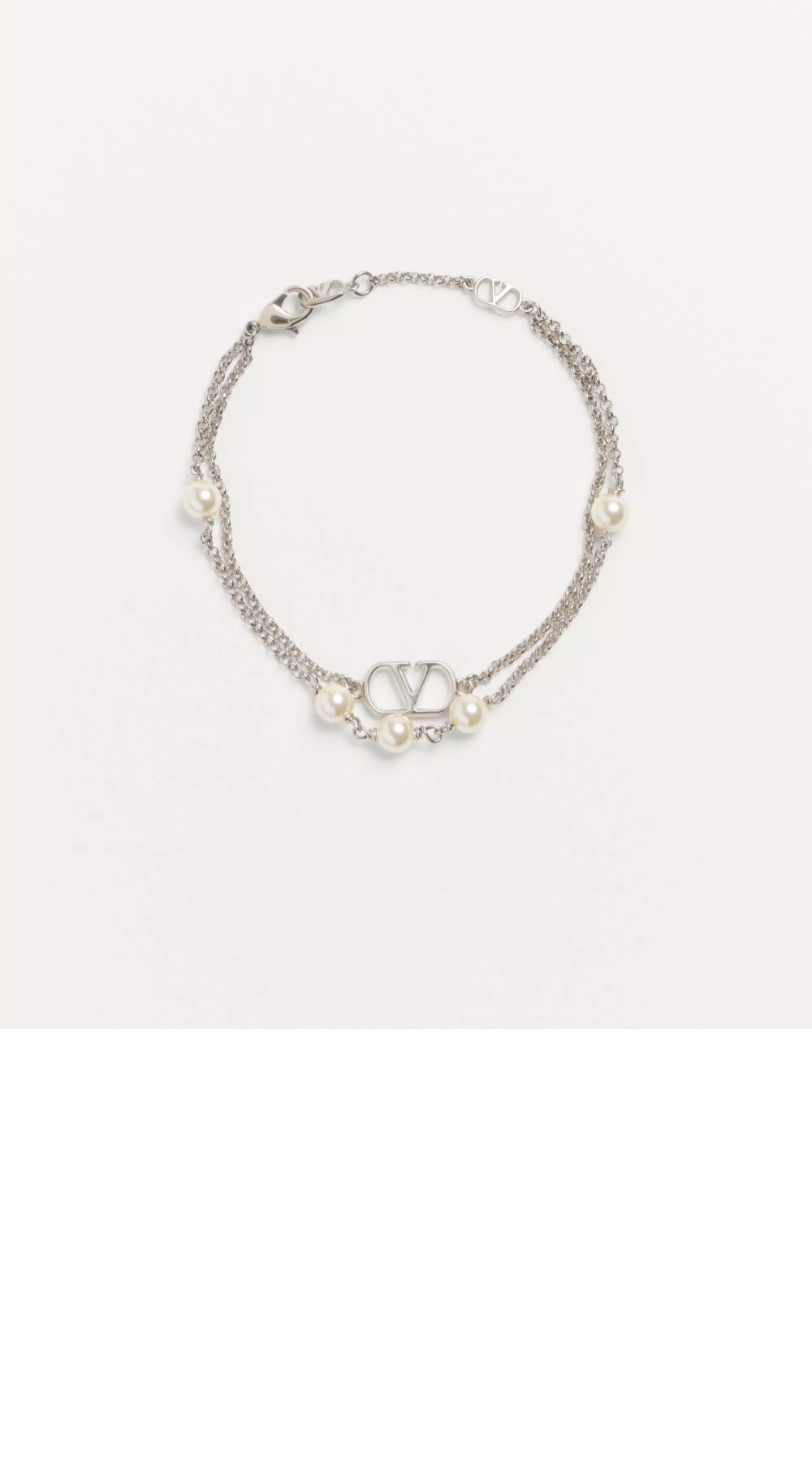 발렌티노 펄 장식 브이로고 시그니처 메탈 브레이슬릿