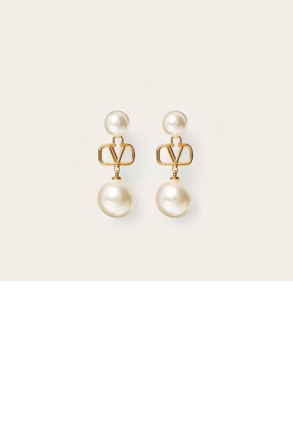 발렌티노 크리스털 장식 브이로고 시그니처 이어링
