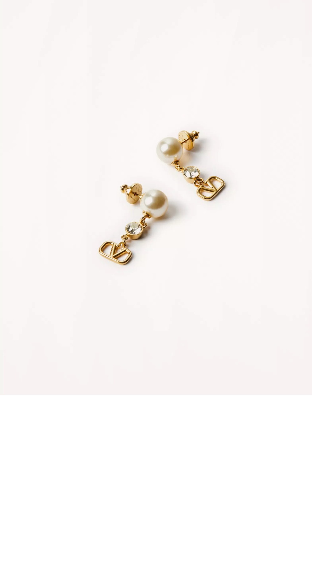 발렌티노 크리스털 장식 브이로고 시그니처 이어링