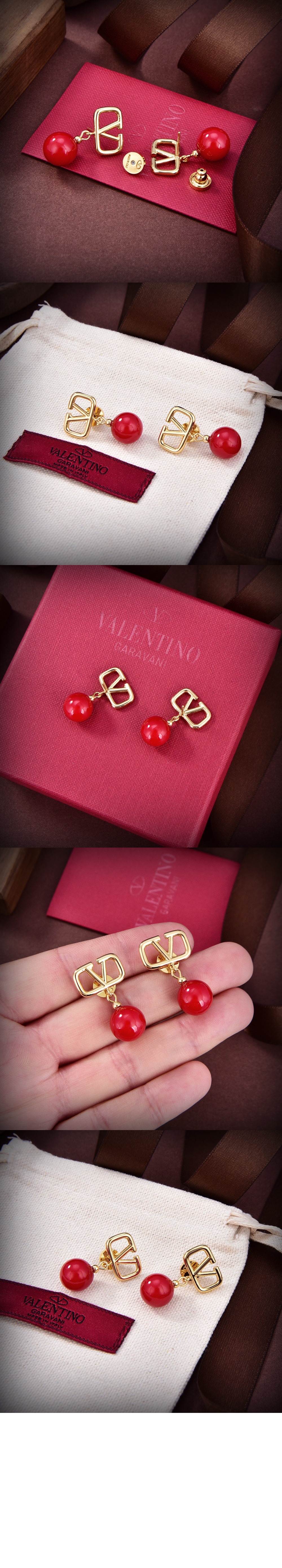 발렌티노 가라바니 V로고 진주 드롭 이어링