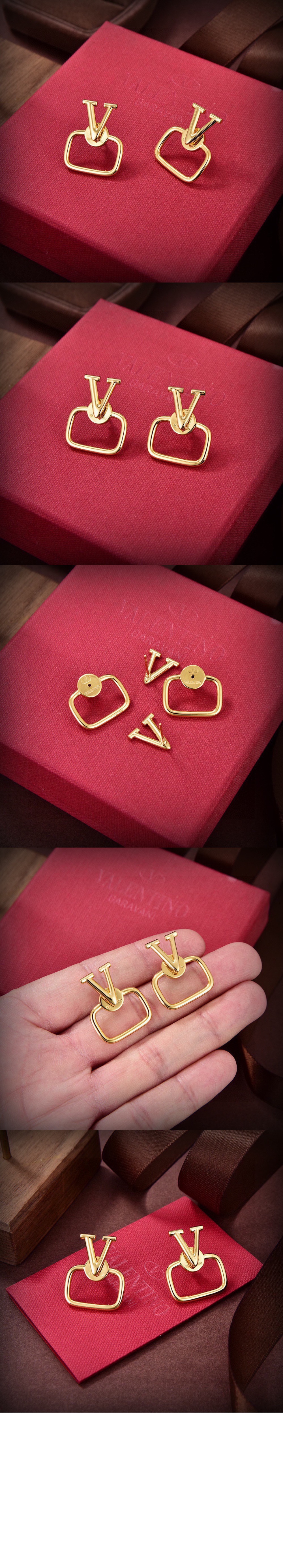 발렌티노 골드 V로고 시그니처 이어링