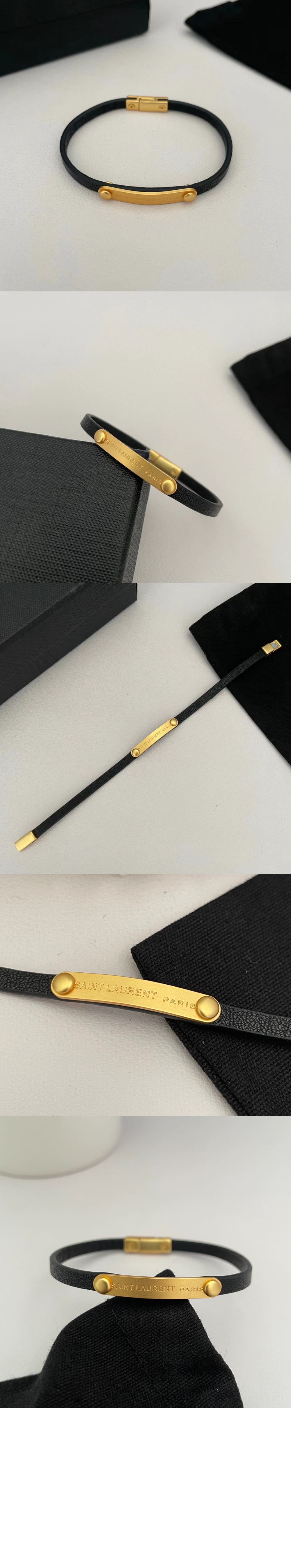 생로랑 스무드 가죽과 메탈 소재의 생 로랑 id 플레이트 브레이슬릿 506148