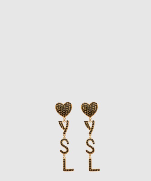 생로랑 메탈 및 크리스탈 소재의 Opyum 하트 이어링 584228