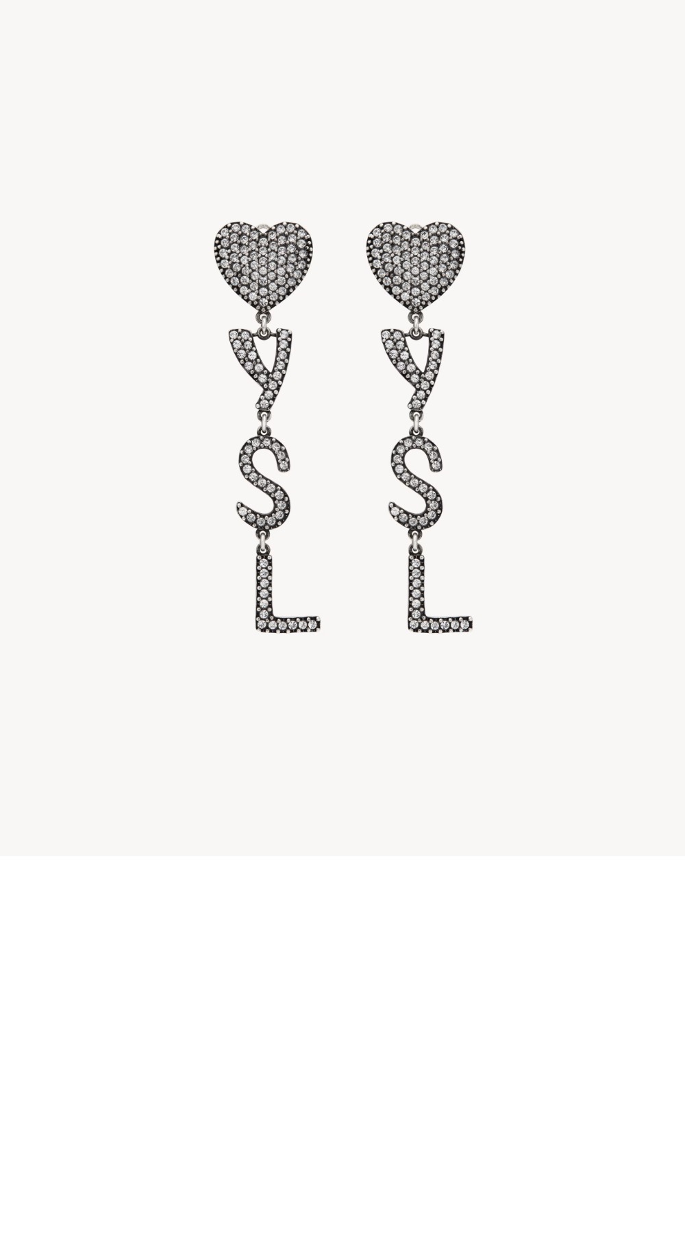 생로랑 메탈 및 크리스탈 소재의 Opyum 하트 이어링 584228