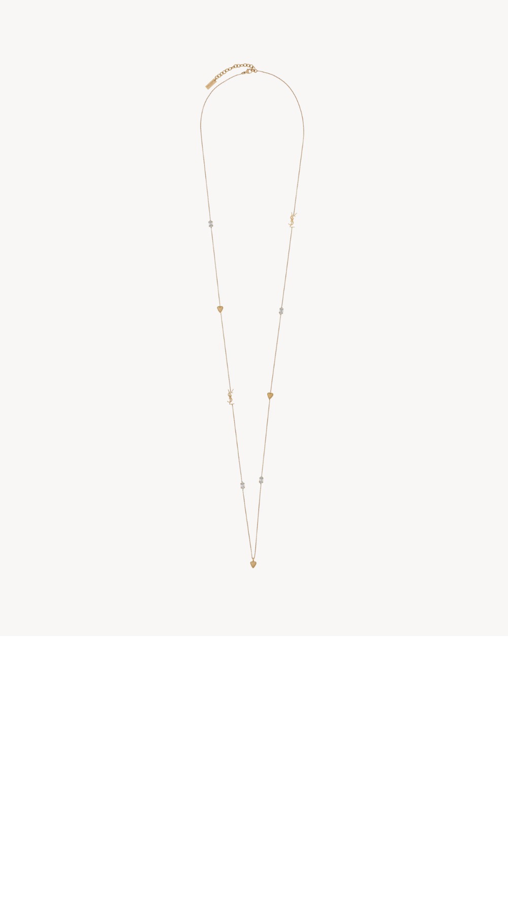 생로랑 메탈 소재의 라인스톤 롱 네크리스 697936