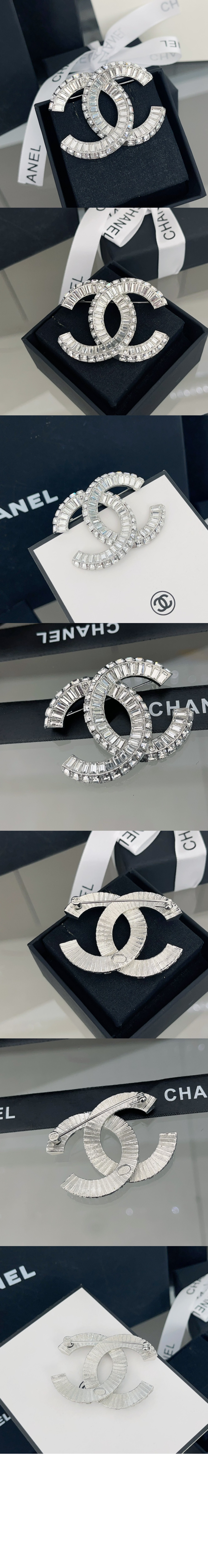 샤넬 스트라스 CC 브로치 실버 A63085