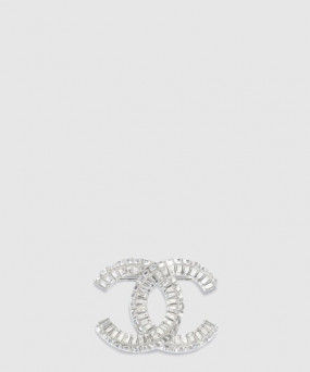 샤넬 스트라스 CC 브로치 실버 A63085