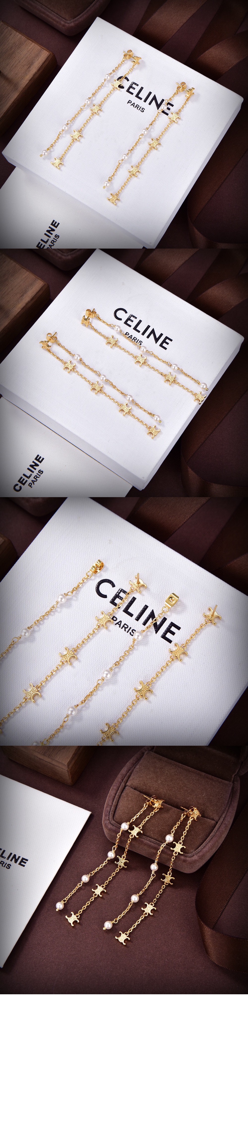 셀린느 트리옹프 롱 펄 귀걸이 460PJ6