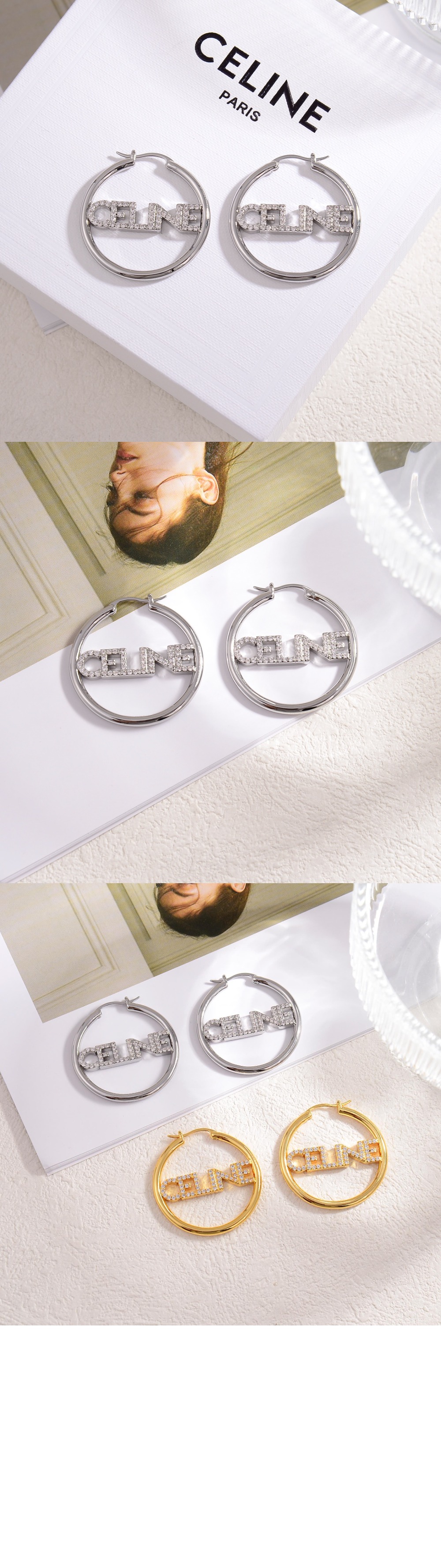 셀린느 모노크롬 스트라스 귀걸이 460YU6