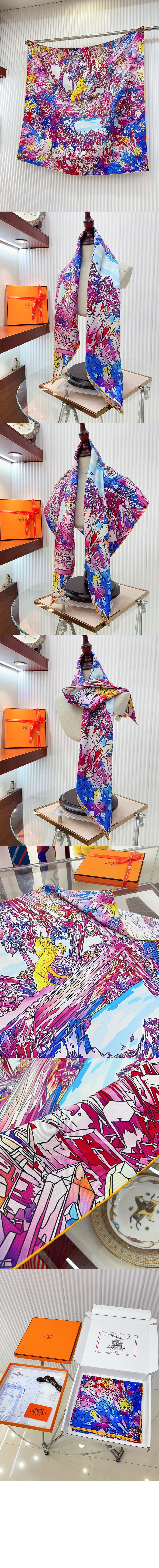 에르메스 La Vallee de Cristal 스카프 90