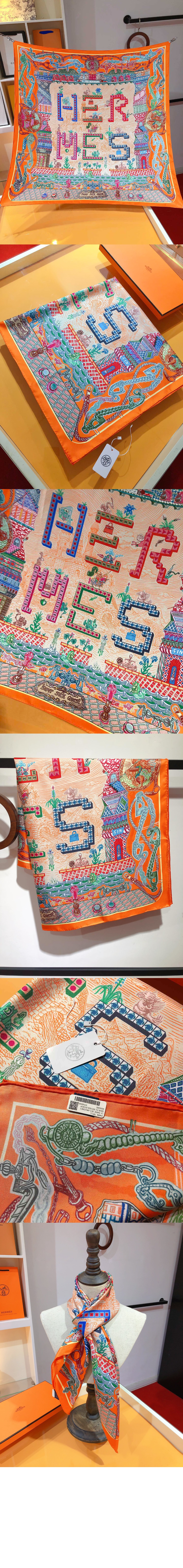 에르메스 Planifleurs 스카프 90