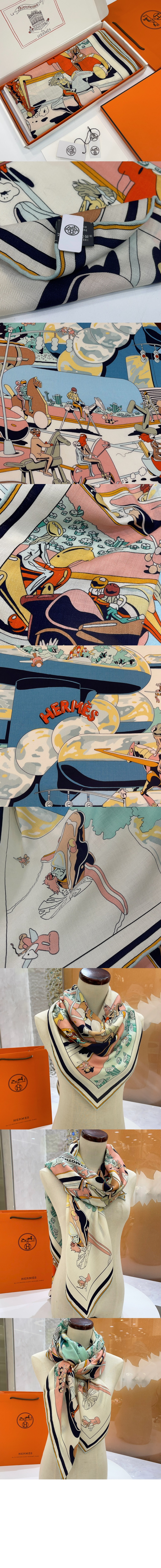 에르메스 Les Roues de Phaeton Bandana 숄140