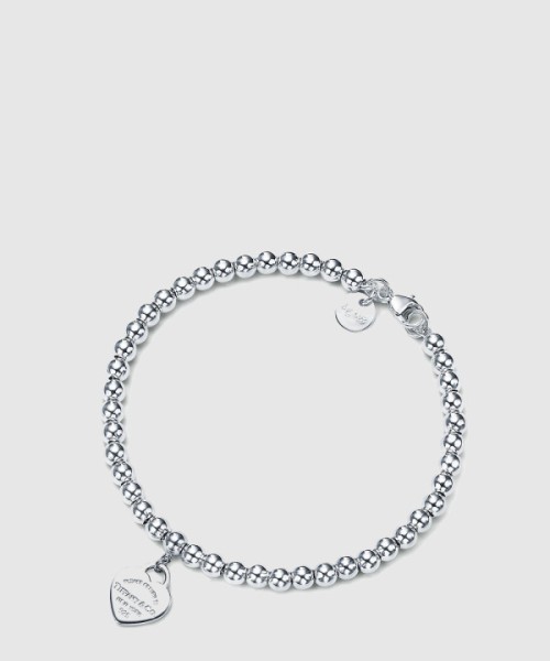티파니앤코 하트 태그 비드 팔찌
