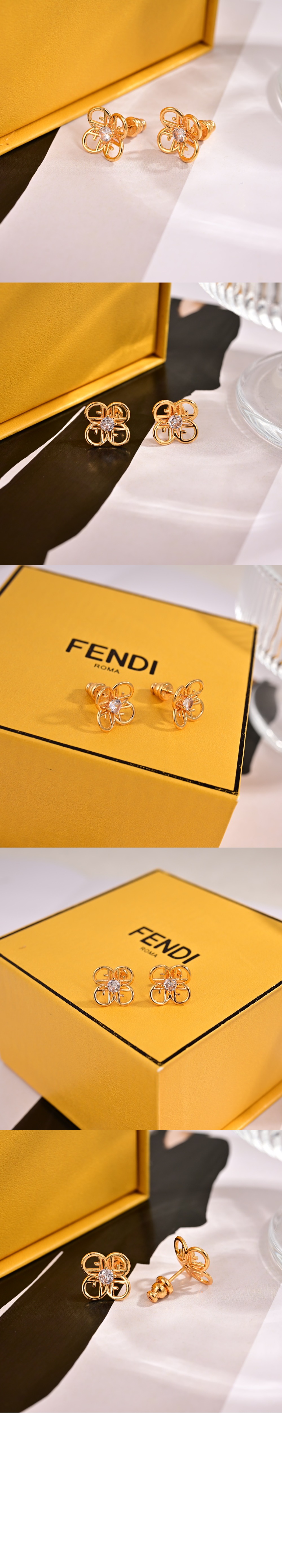 펜디 꽃 모양 이어링 8AK546