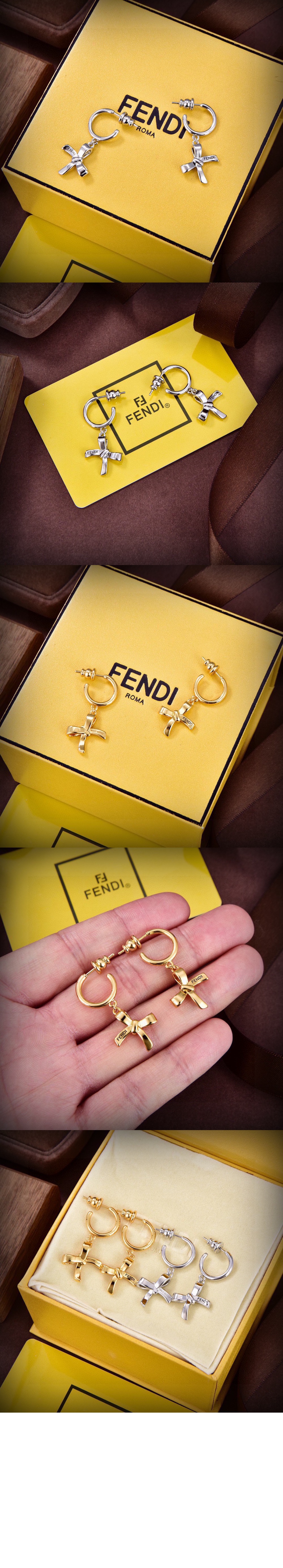 펜디 리본 모양 펜던트 이어링 8AK111