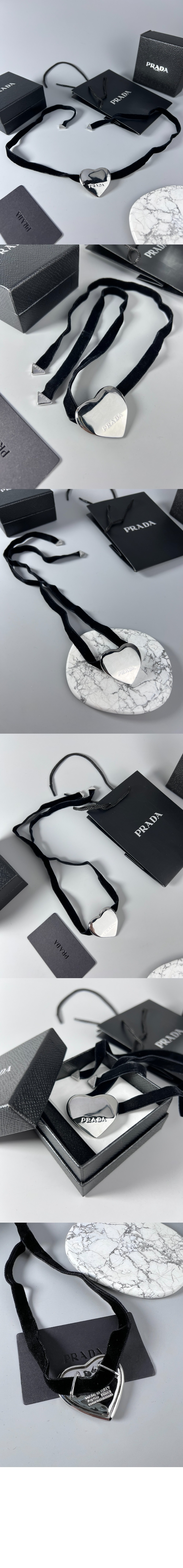 프라다 라운드 골드 대형 펜던트 장식 초커 1JCA29