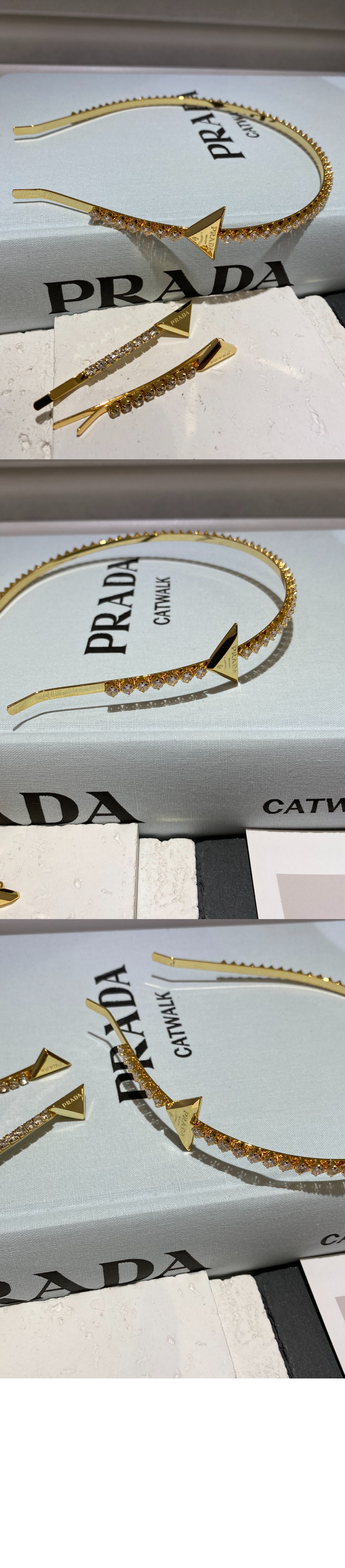 프라다 장식이 있는 브라스 헤어밴드 1IH048