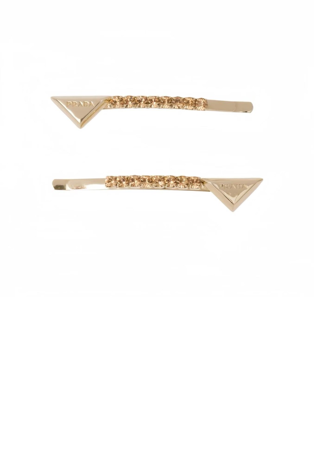 프라다 장식이 있는 브라스 헤어 클립 1IF098