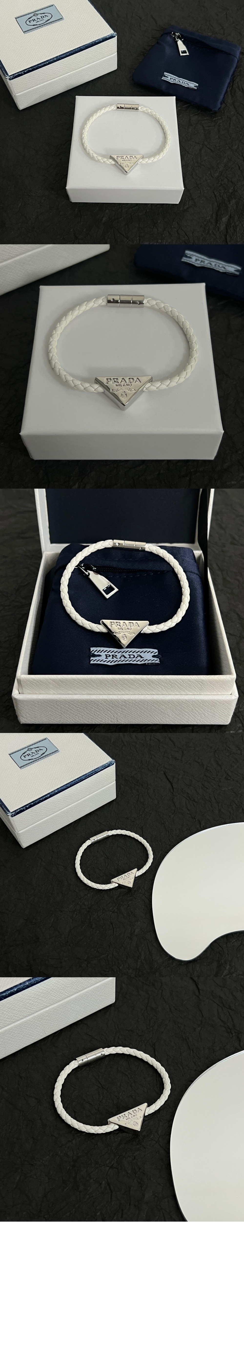 프라다 브레이디드 나파 가죽 브레이슬릿 1IB350