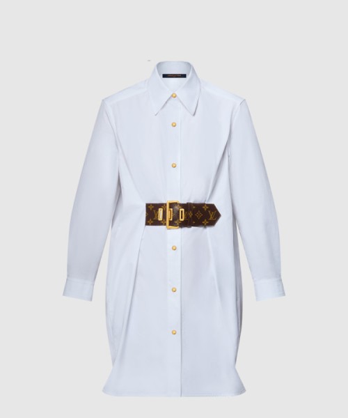 루이비통 벨티드 셔츠 드레스