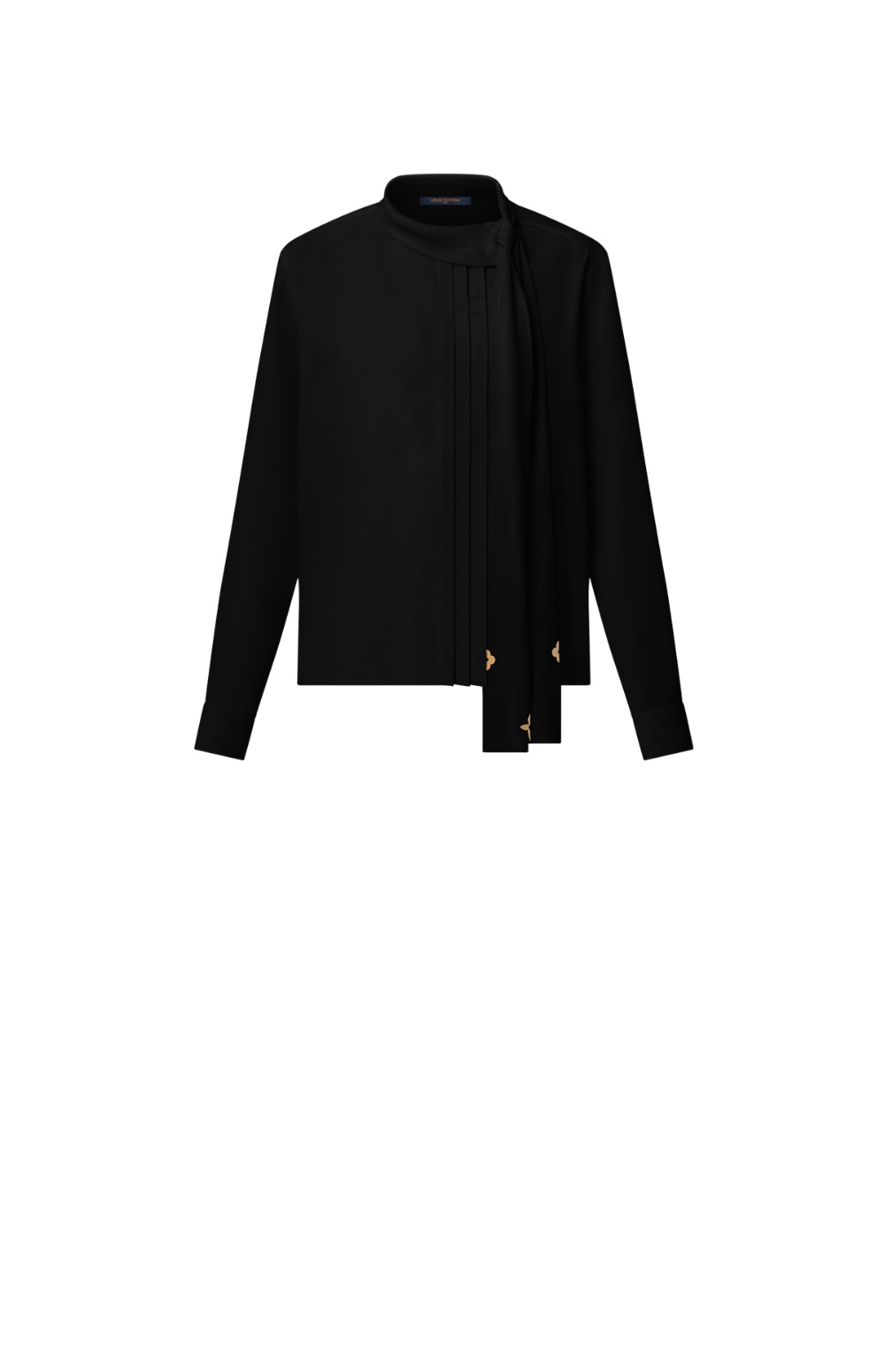 루이비통 플리츠 디테일 펜던트 칼라 셔츠