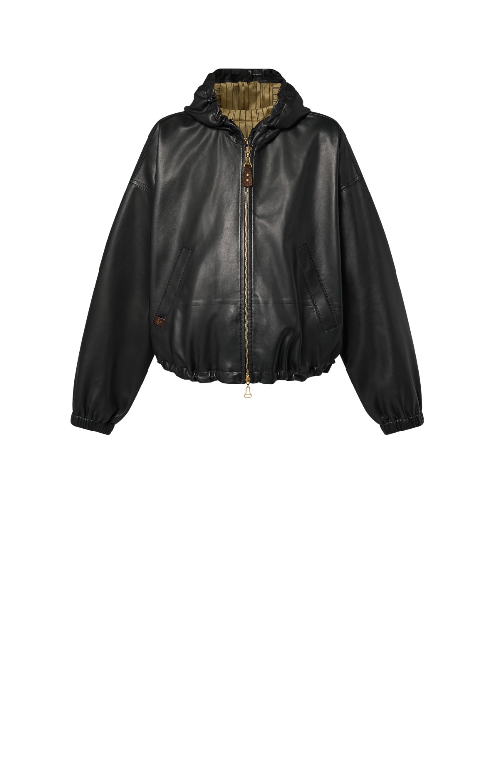 루이비통 레더 후디드 재킷