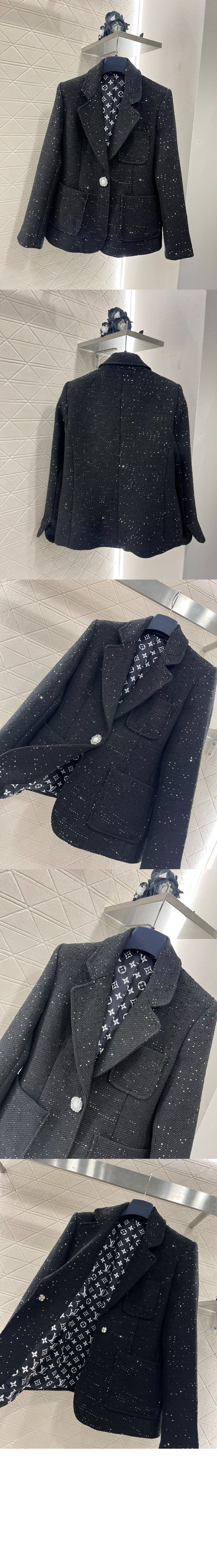 루이비통 시퀸 트위드 프레피 블레이저