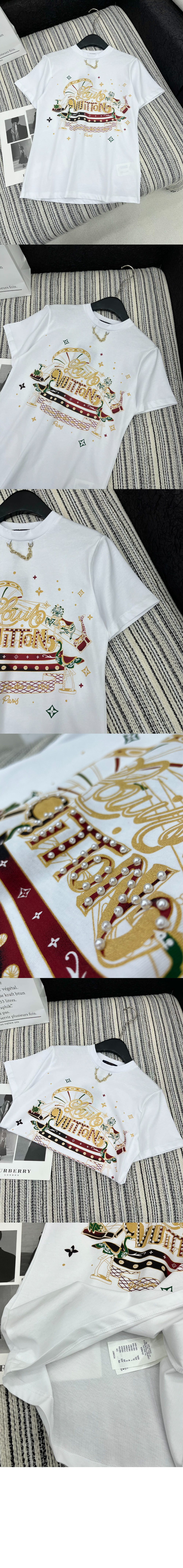 루이비통 로고 프린트 반팔