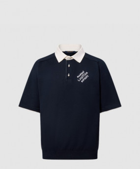 루이비통 엠브로이더드 쇼트 슬리브드 코튼 블렌드 폴로 셔츠