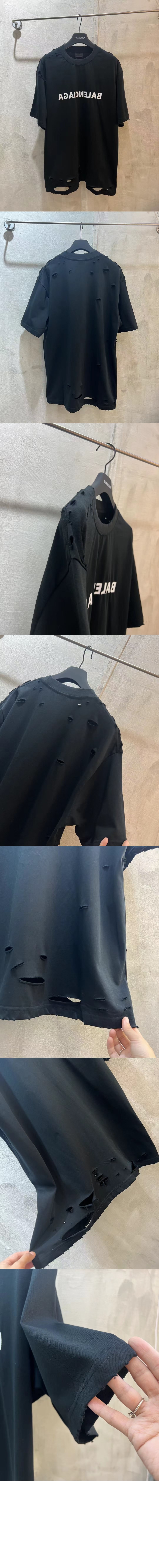 발렌시아가 디스트로이드 플랫그라운드 티셔츠