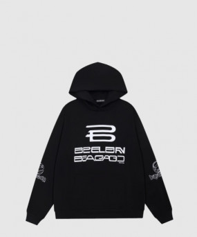 발렌시아가 로고 프린팅 코튼 후드