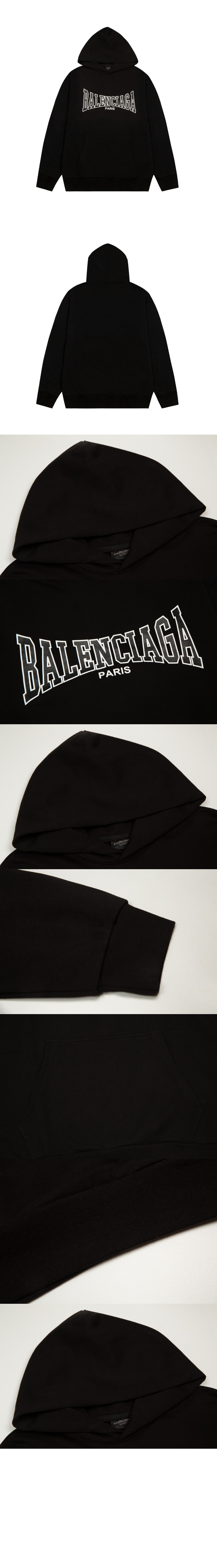 발렌시아가 로고 프린팅 코튼 후드